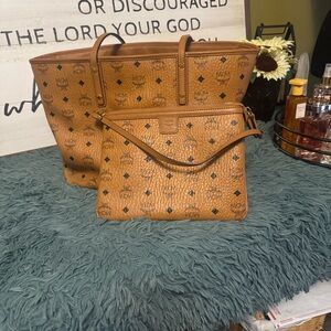 MCM Tan Leather Tote Bag